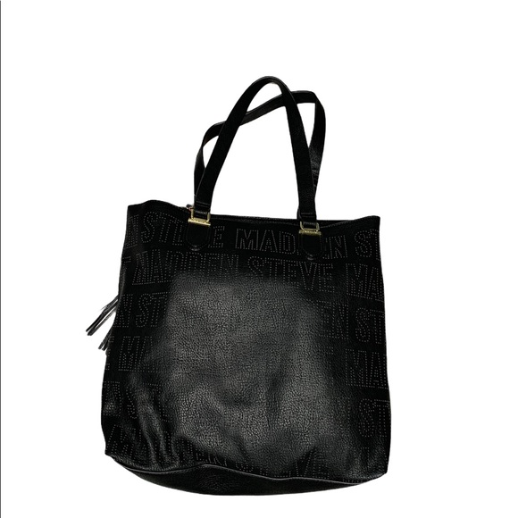 Steven Madden Black Bsaylor Logo Tassel Tote - Picture 2 of 6